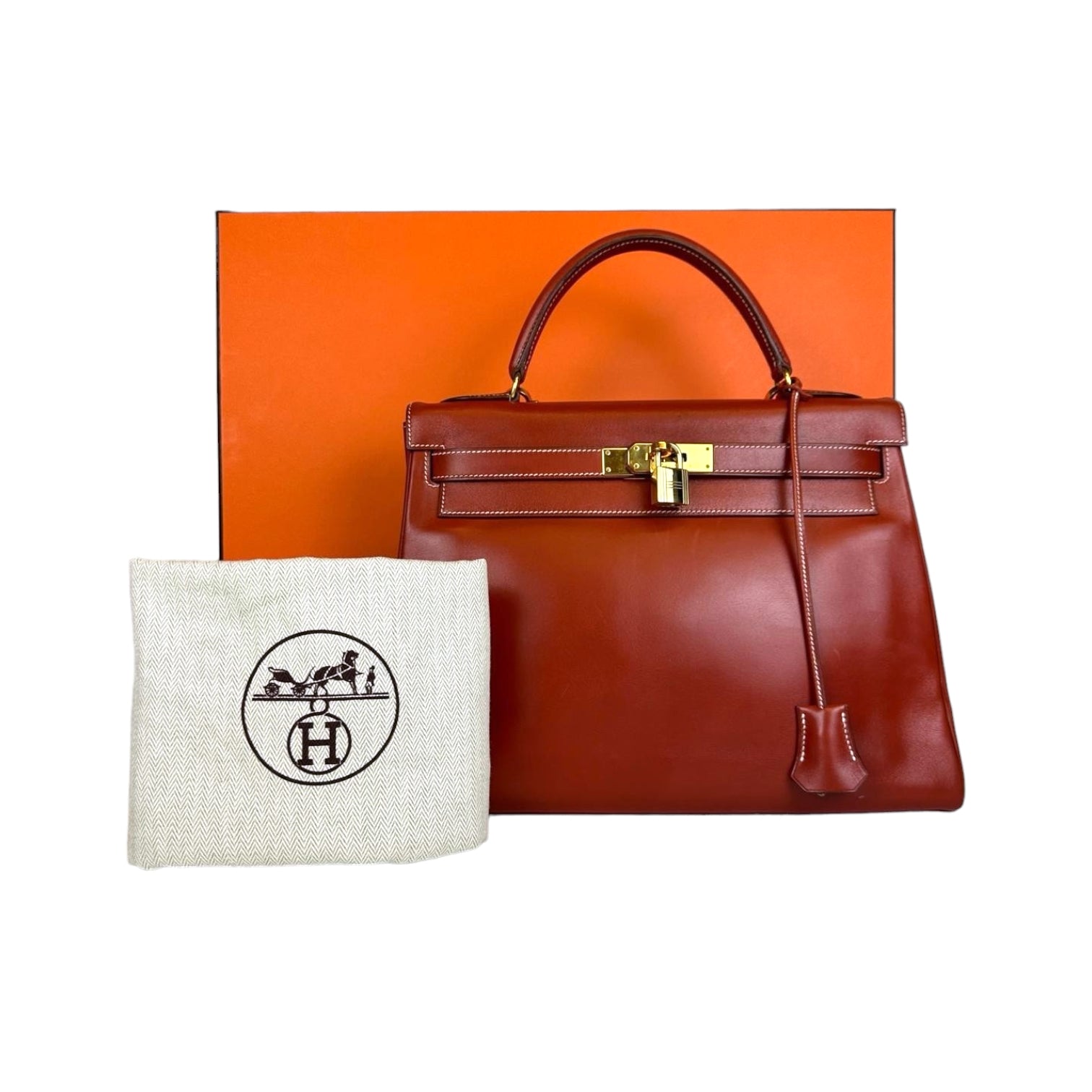 HermÃƒÆ’Ã‚Â¨s Kelly 32 Red Box Calfskin Gold
