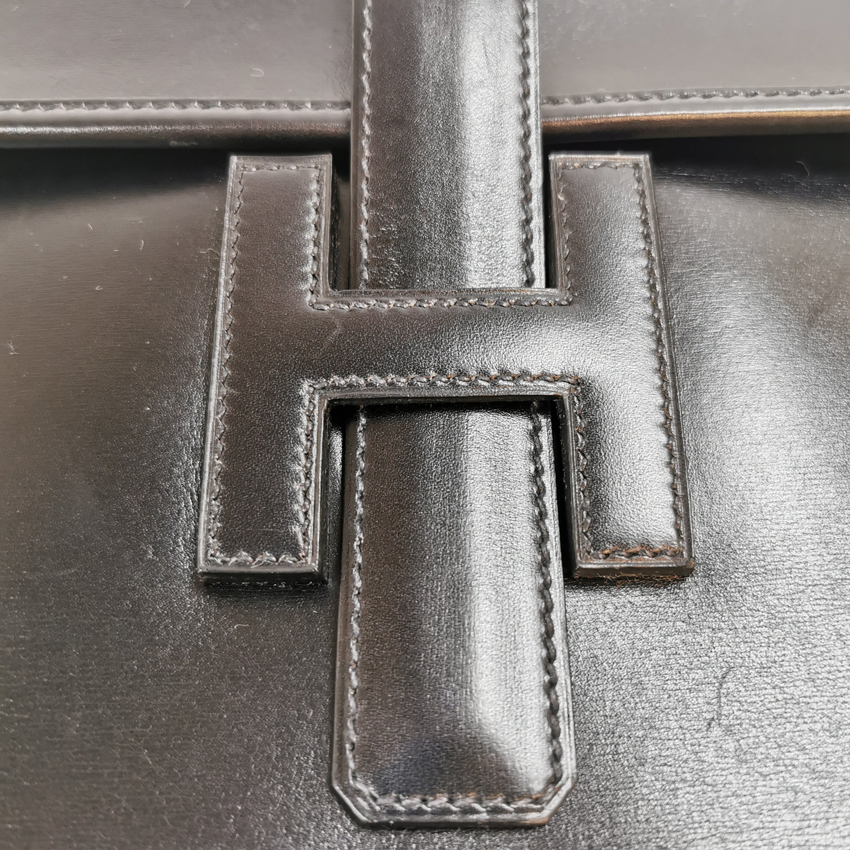 HermÃƒÆ’Ã‚Â¨s Jige Elan Clutch Small Black Box Calfskin