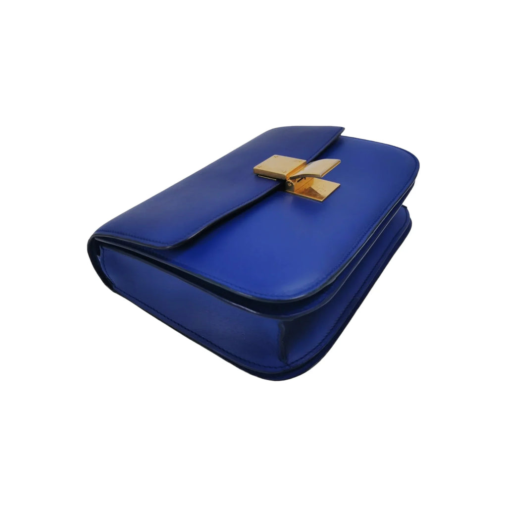Celine Classic Medium Blue Box Leather Gold