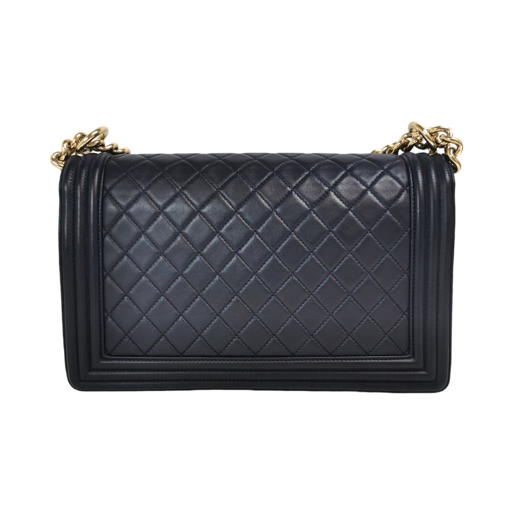 Chanel Boy Large Navy Blue Lambskin Gold
