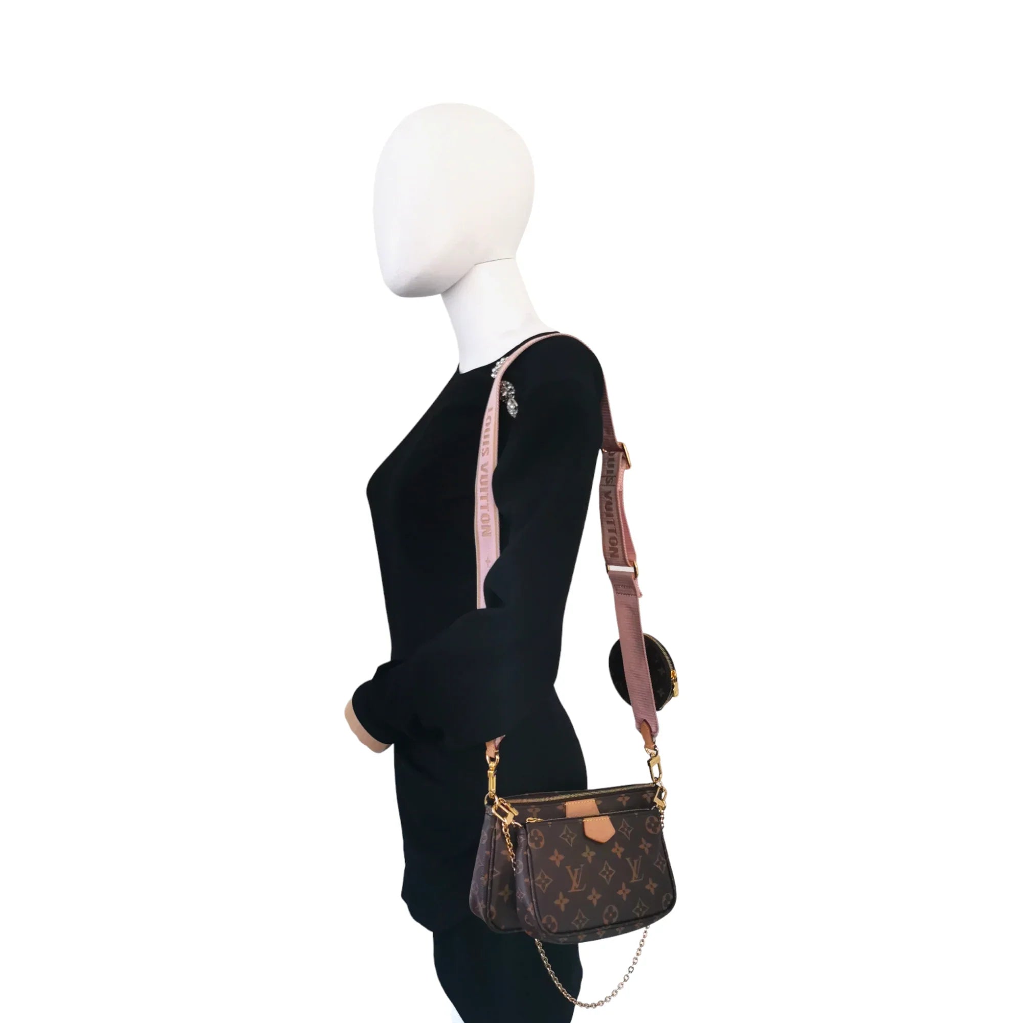 Louis Vuitton Multi-Pochette Accessoires Monogram Canvas Pink Strap
