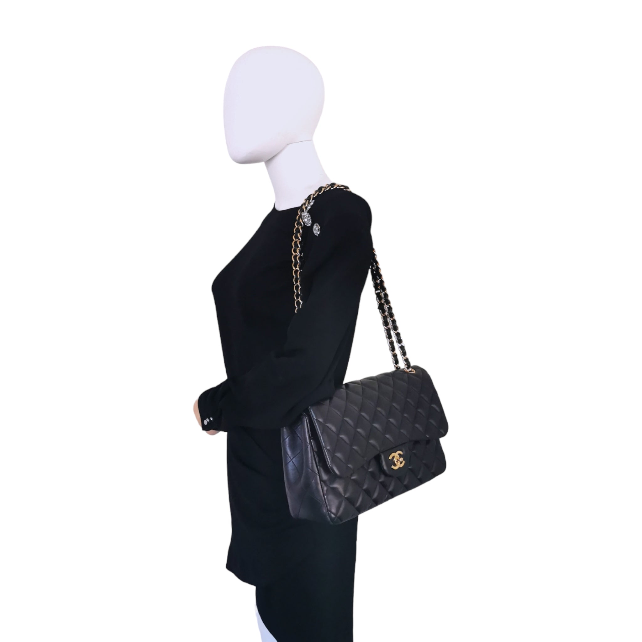 Chanel Classic Double Flap Jumbo Black Lambskin Gold