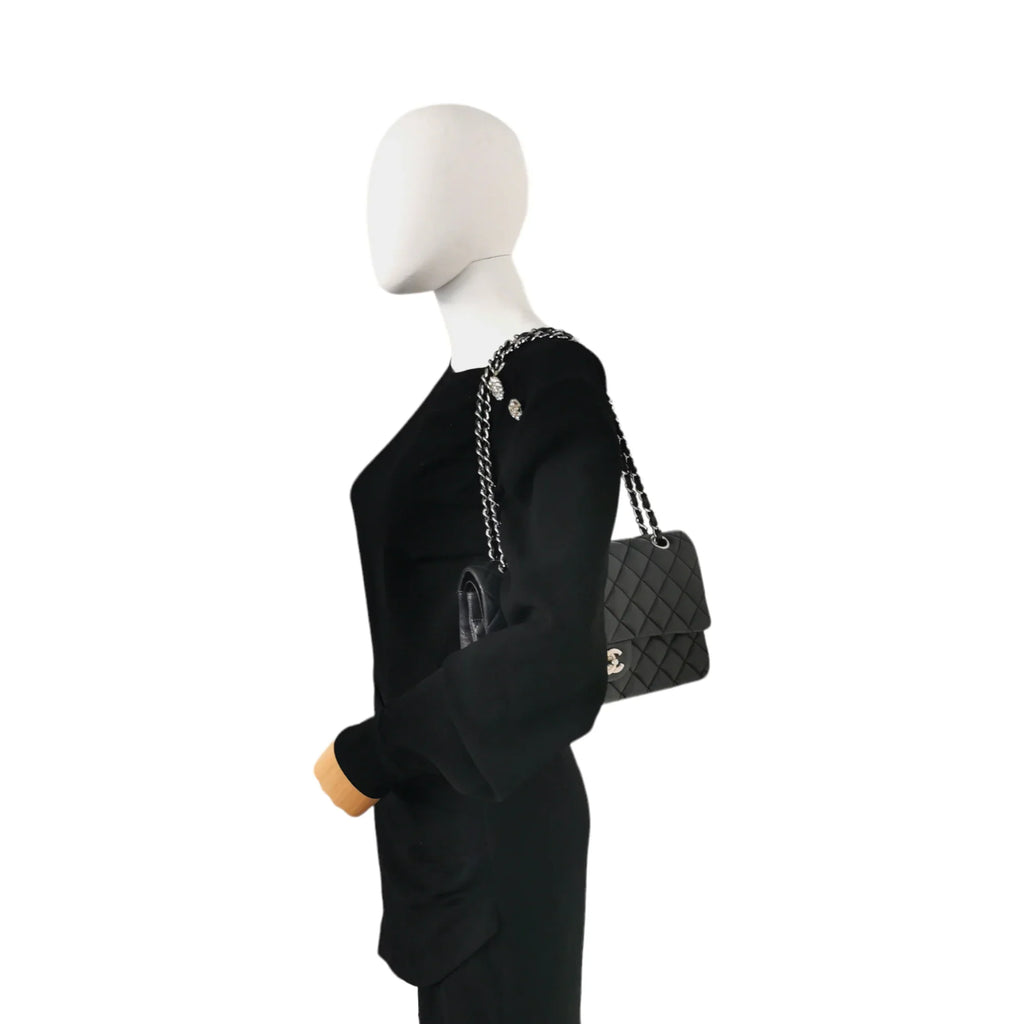 Chanel Classic Double Flap Medium Black Caviar Silver