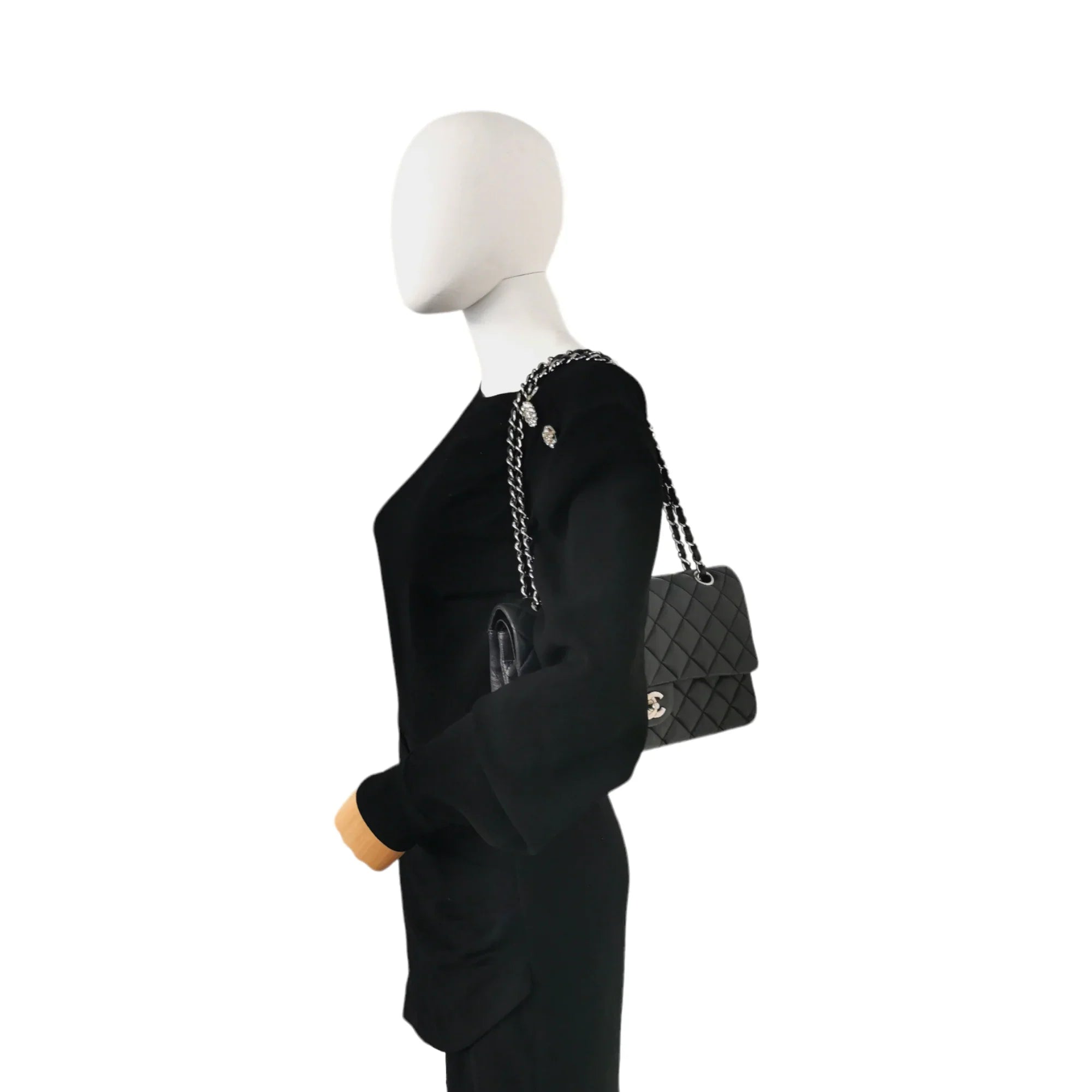 Chanel Classic Double Flap Medium Black Caviar Silver
