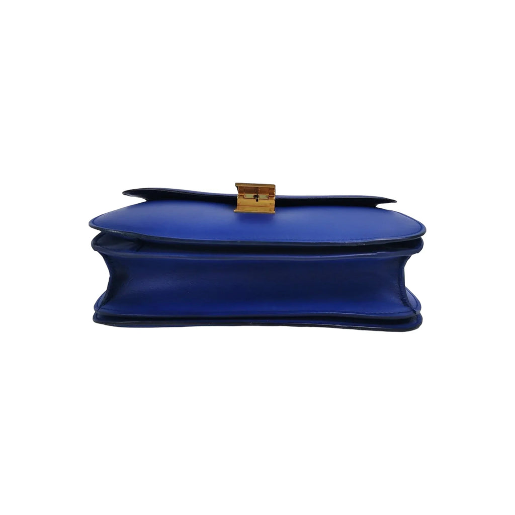 Celine Classic Medium Blue Box Leather Gold