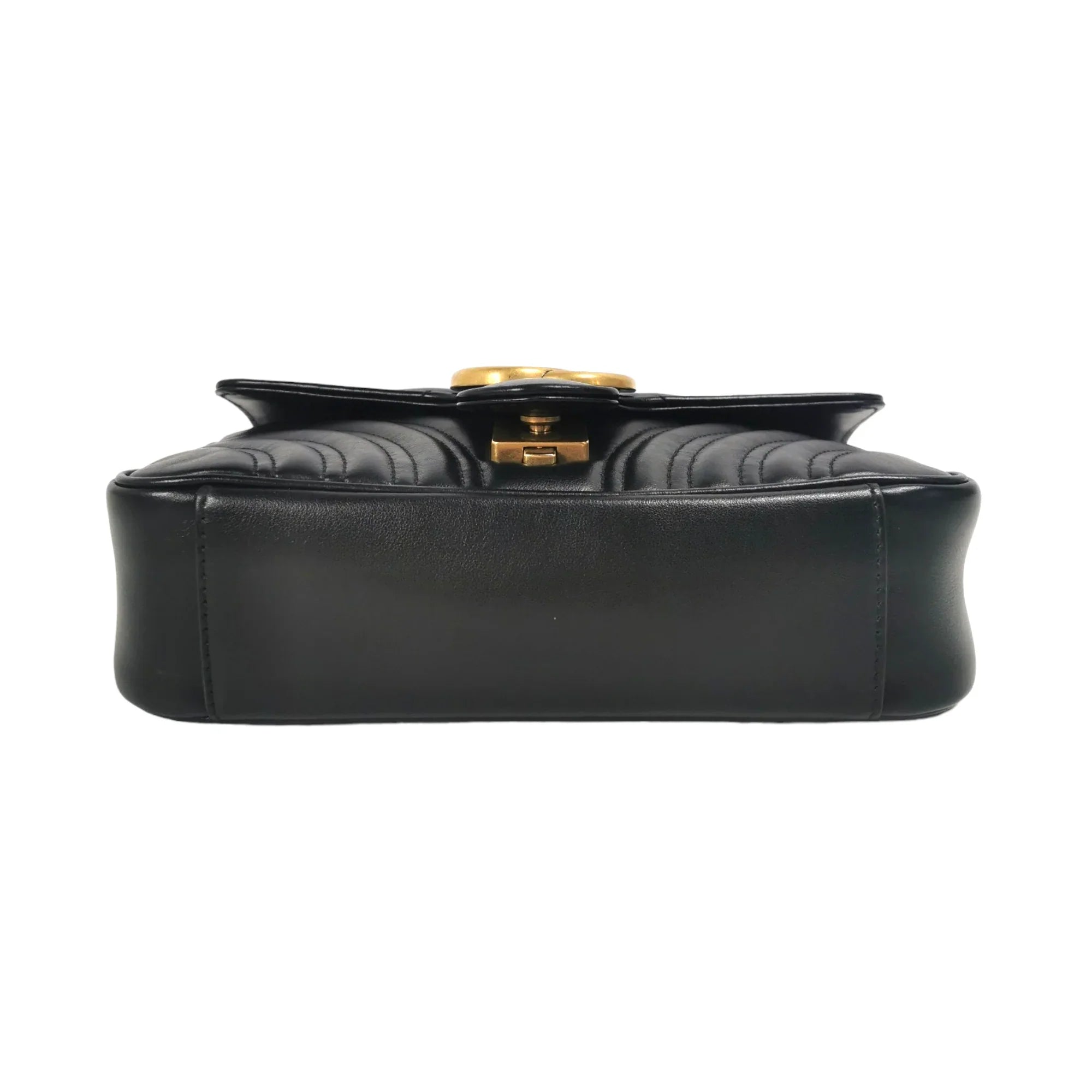 Gucci GG Marmont Mini Black MatelassÃƒÆ’Ã‚Â© Leather Gold
