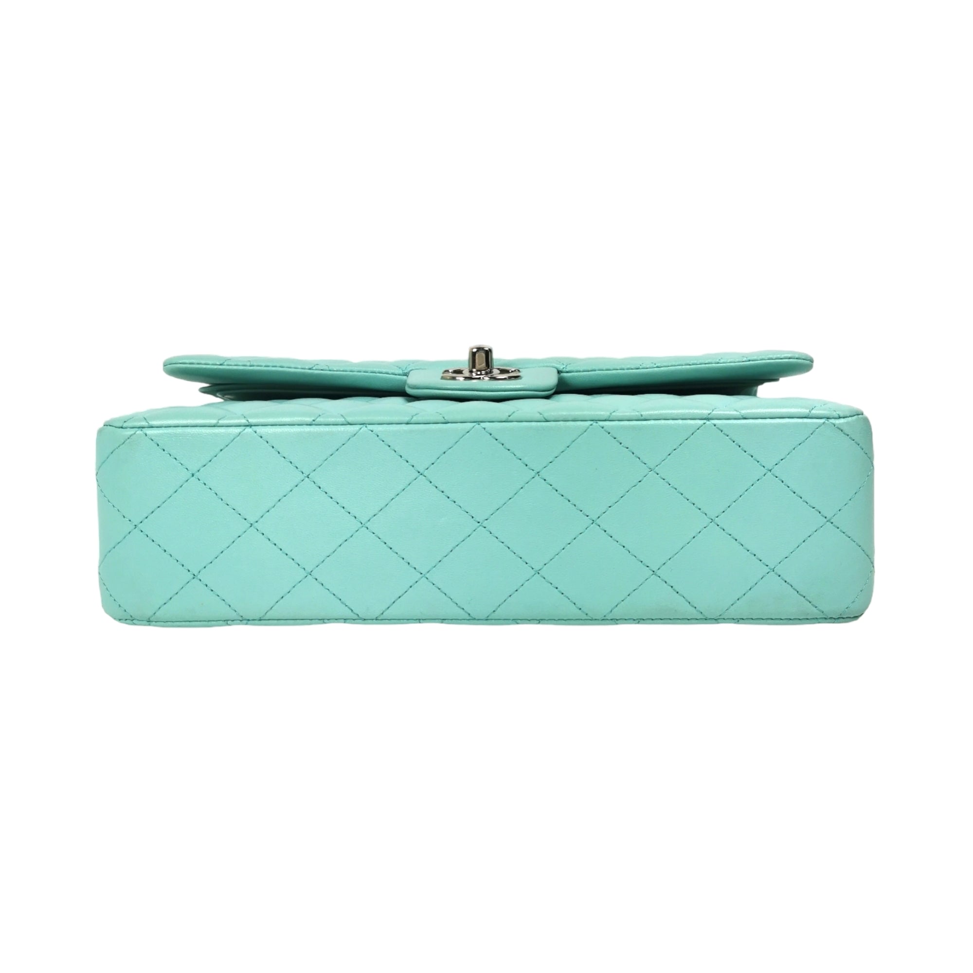 Chanel Classic Double Flap Medium Tiffany Blue Lambskin Silver