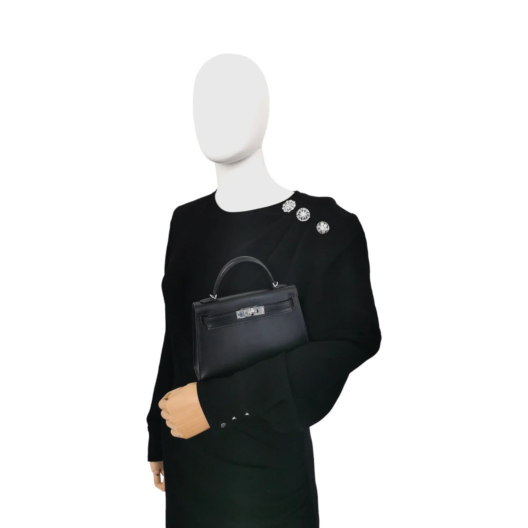 HermÃƒÆ’Ã‚Â¨s Kelly Mini Black Box Calfskin Palladium
