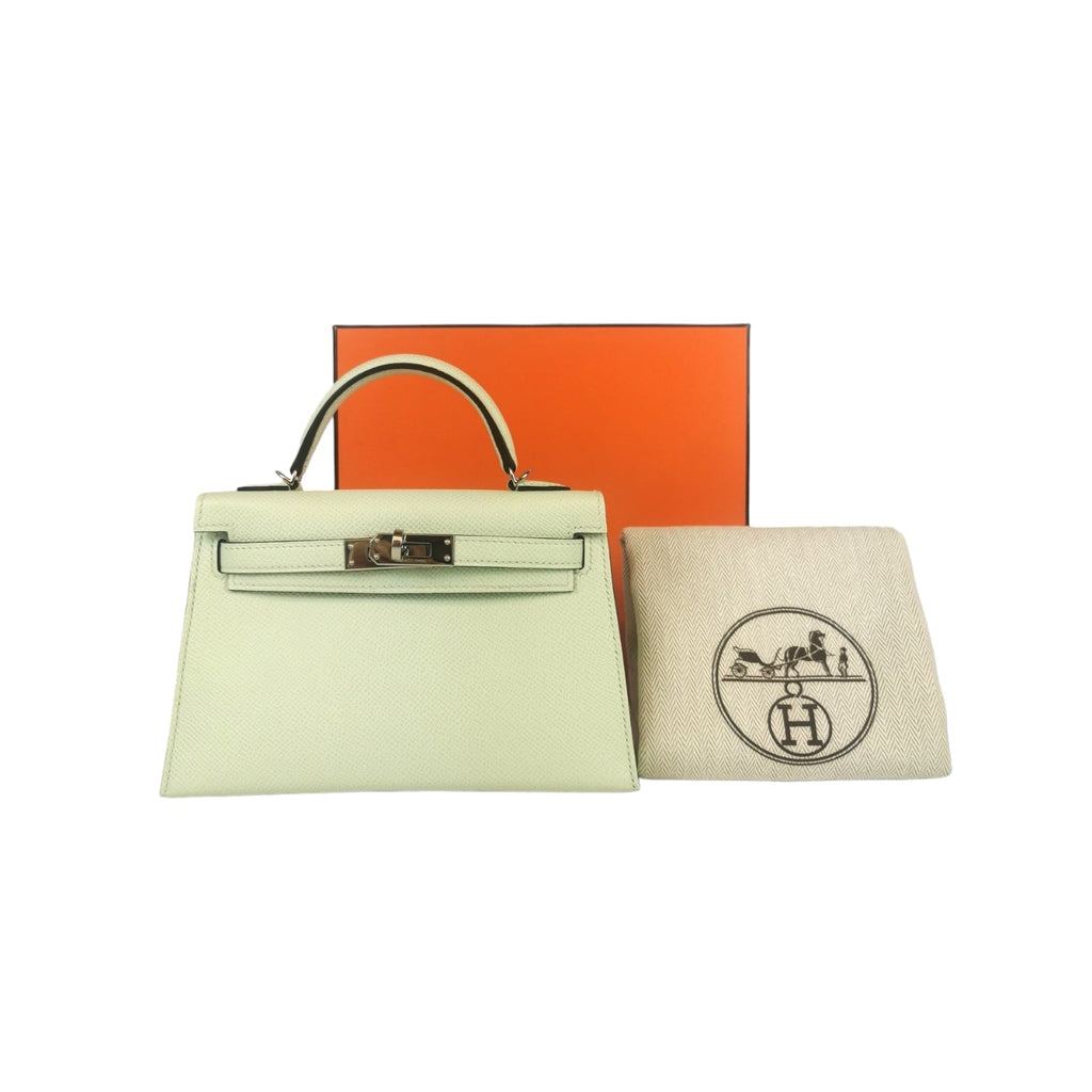 HermÃƒÆ’Ã‚Â¨s Mini Kelly Vert Fizz Epsom Palladium