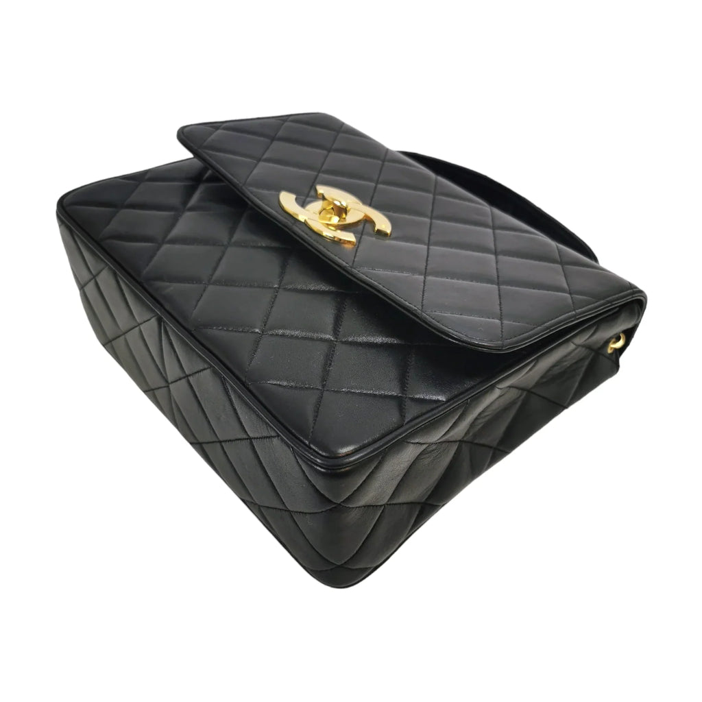 Vintage Chanel Flap Bag Black Lambskin Gold