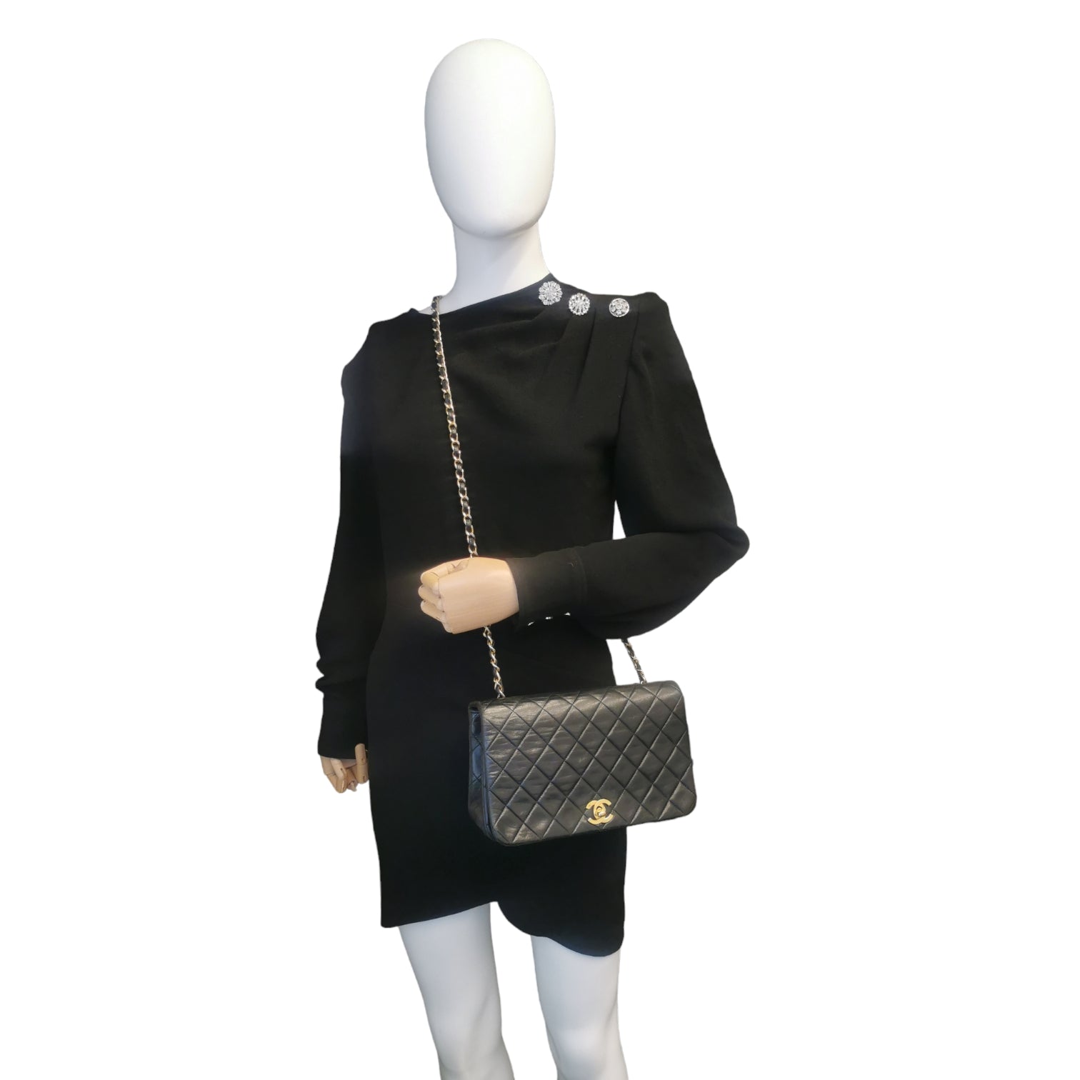 Chanel Full Flap Bag Small Black Lambskin Gold