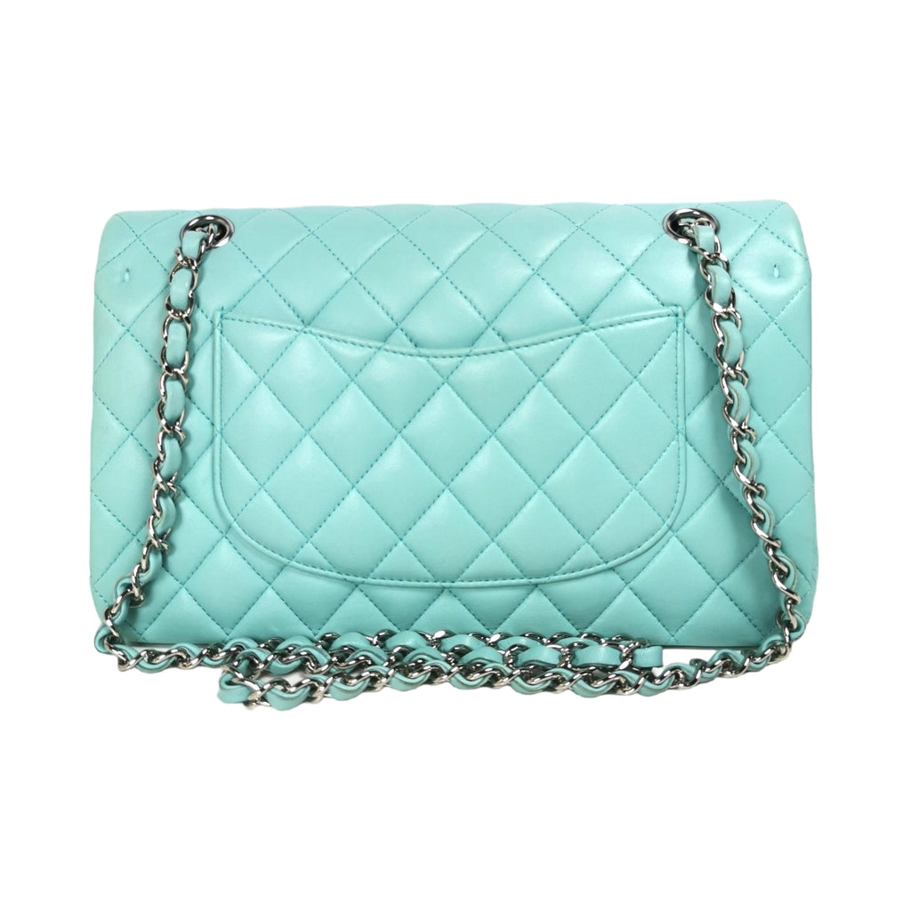 Chanel Classic Double Flap Medium Tiffany Blue Lambskin Silver