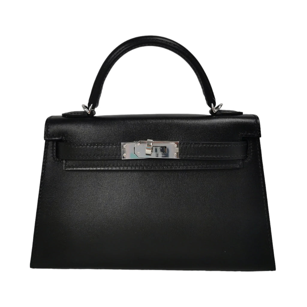 HermÃƒÆ’Ã‚Â¨s Kelly Mini Black Box Calfskin Palladium