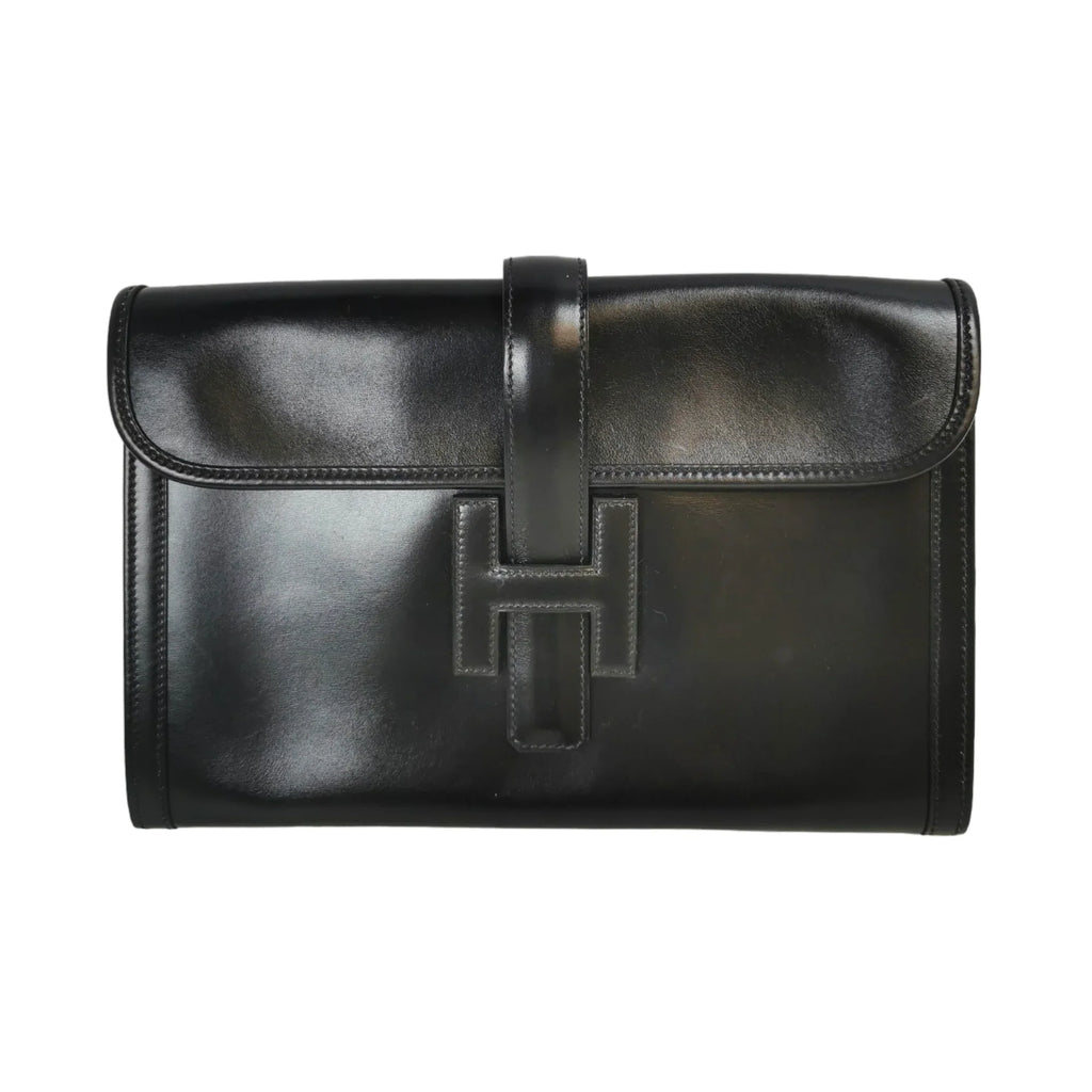 HermÃƒÆ’Ã‚Â¨s Jige Elan Clutch Small Black Box Calfskin