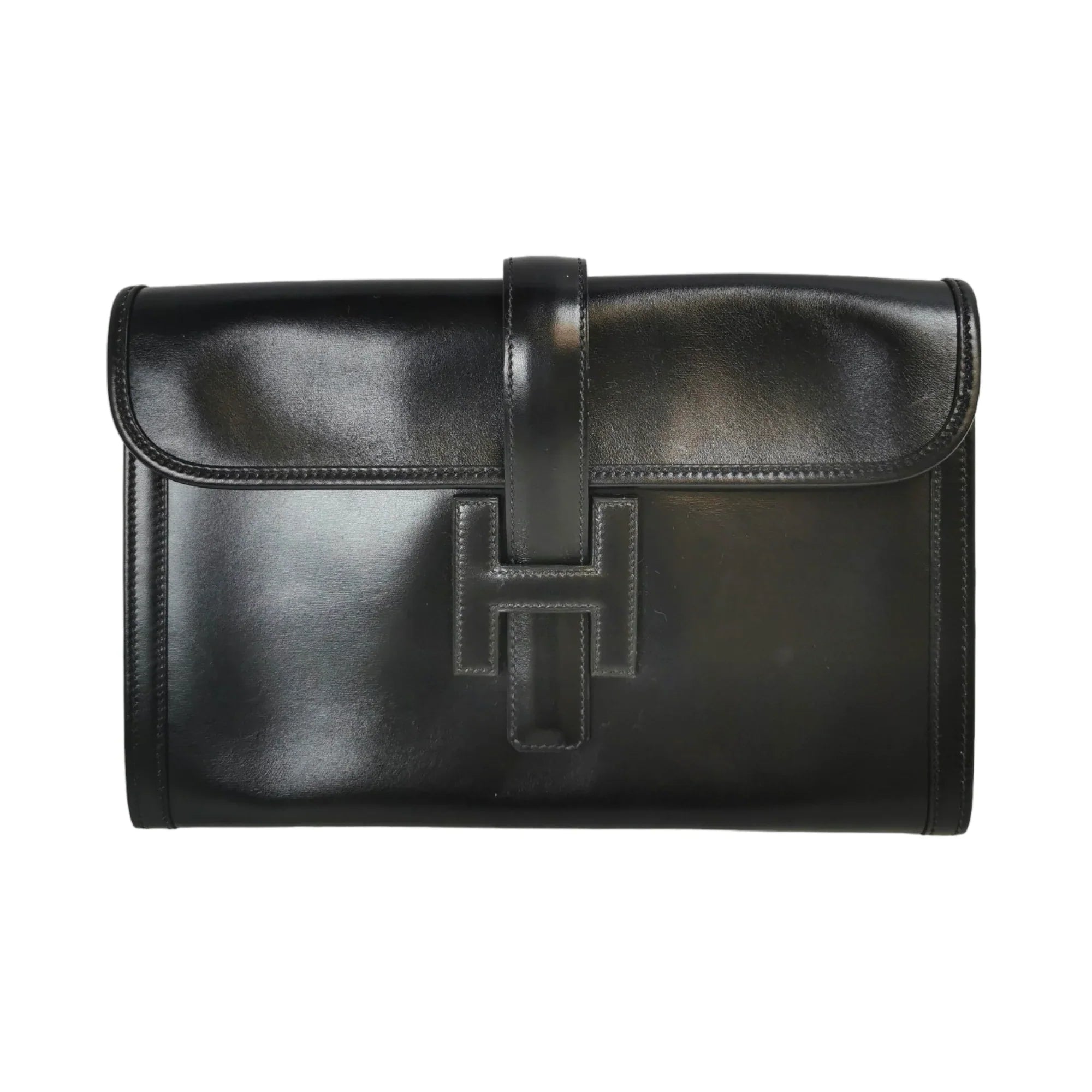 HermÃƒÆ’Ã‚Â¨s Jige Elan Clutch Small Black Box Calfskin