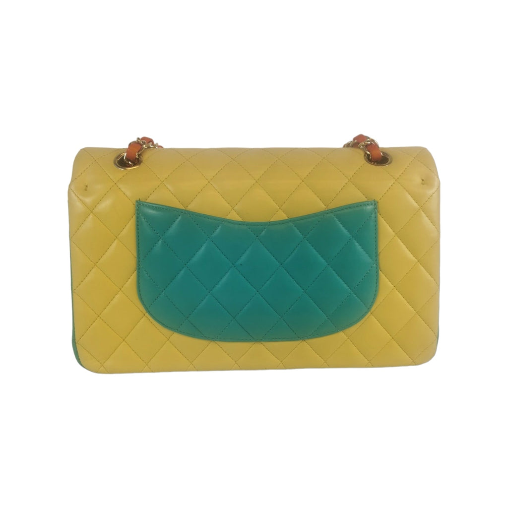 Chanel Classic Double Flap Medium Tricolor Lambskin Gold