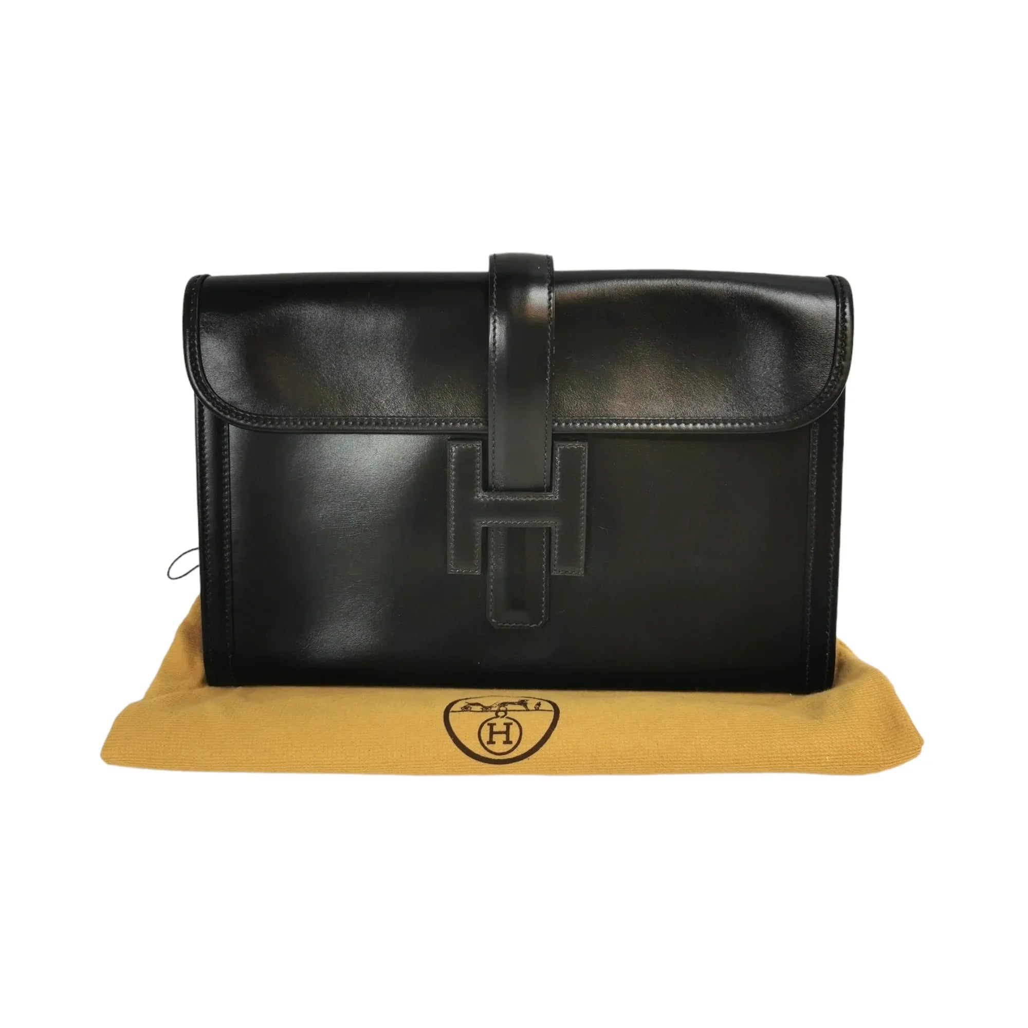 HermÃƒÆ’Ã‚Â¨s Jige Elan Clutch Small Black Box Calfskin