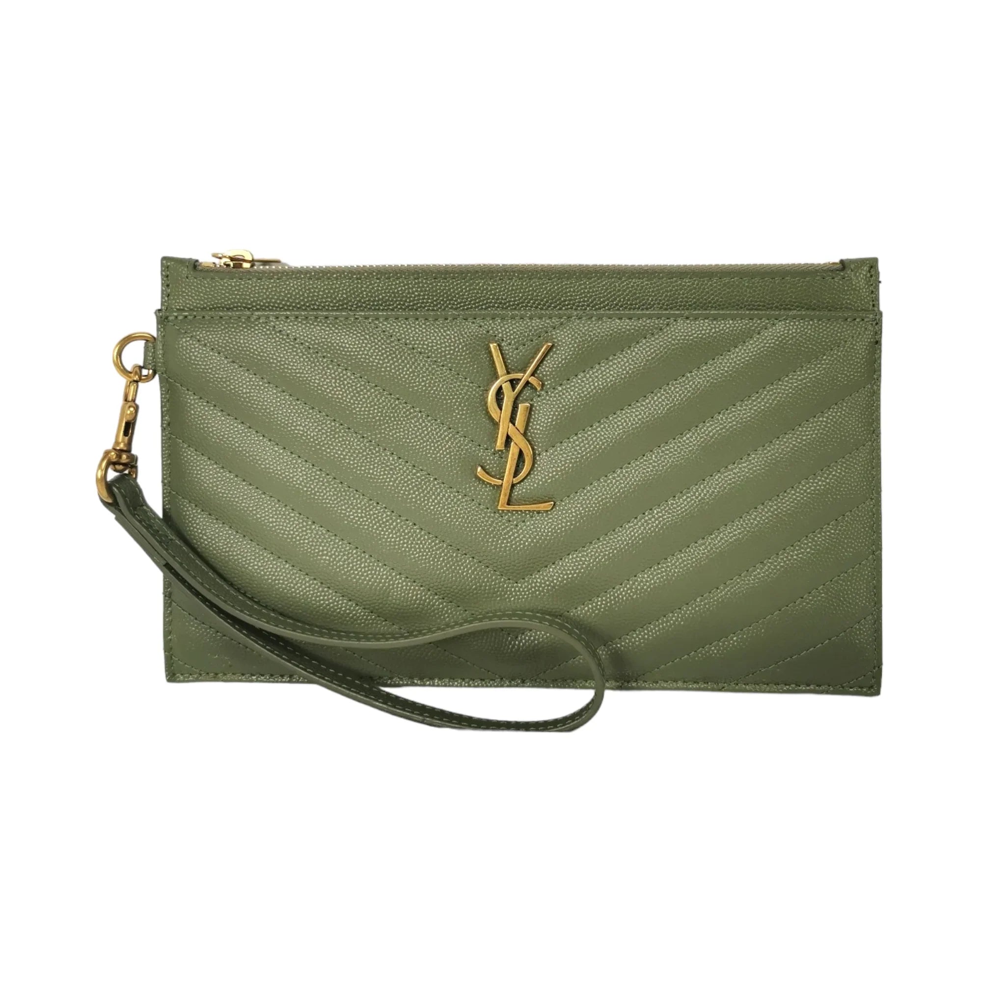 Yves Saint Laurent Olive Green Clutch