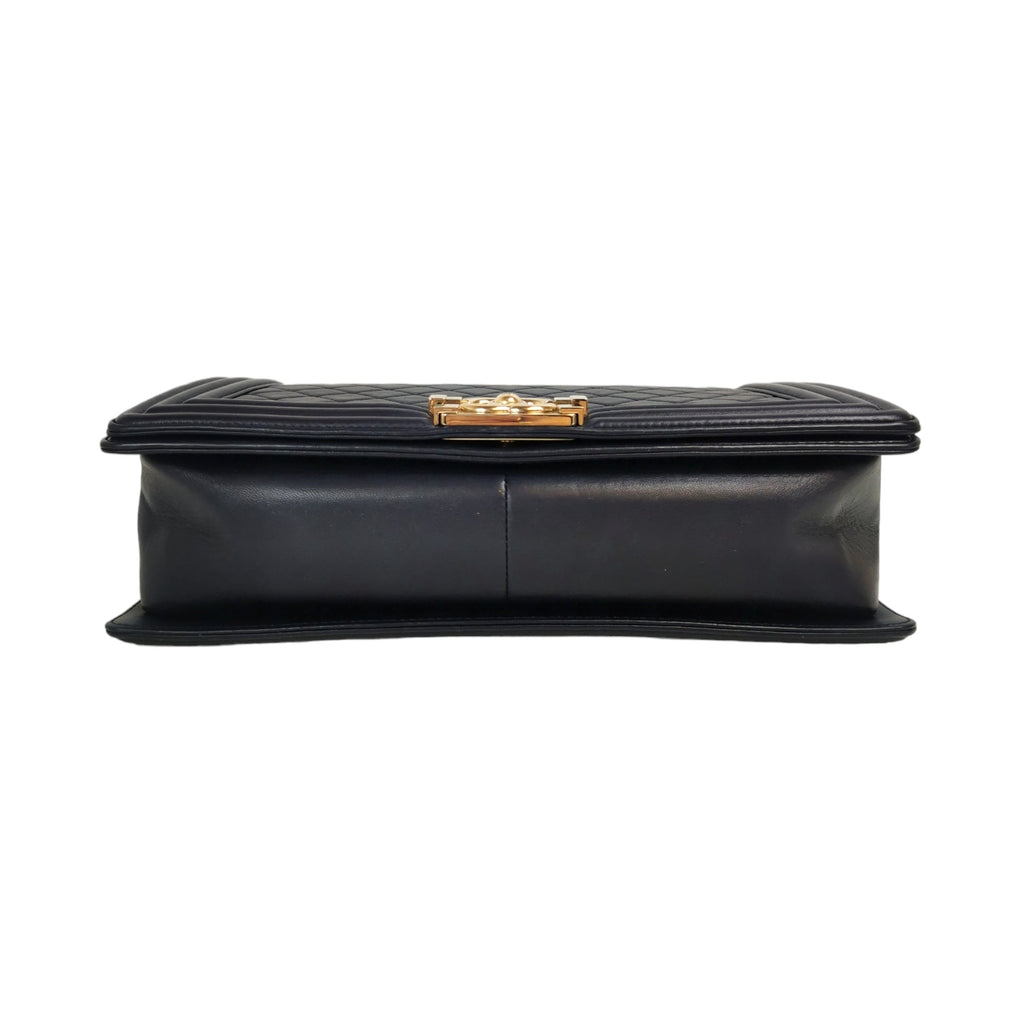 Chanel Boy Large Navy Blue Lambskin Gold