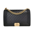 Chanel Boy Large Navy Blue Lambskin Gold