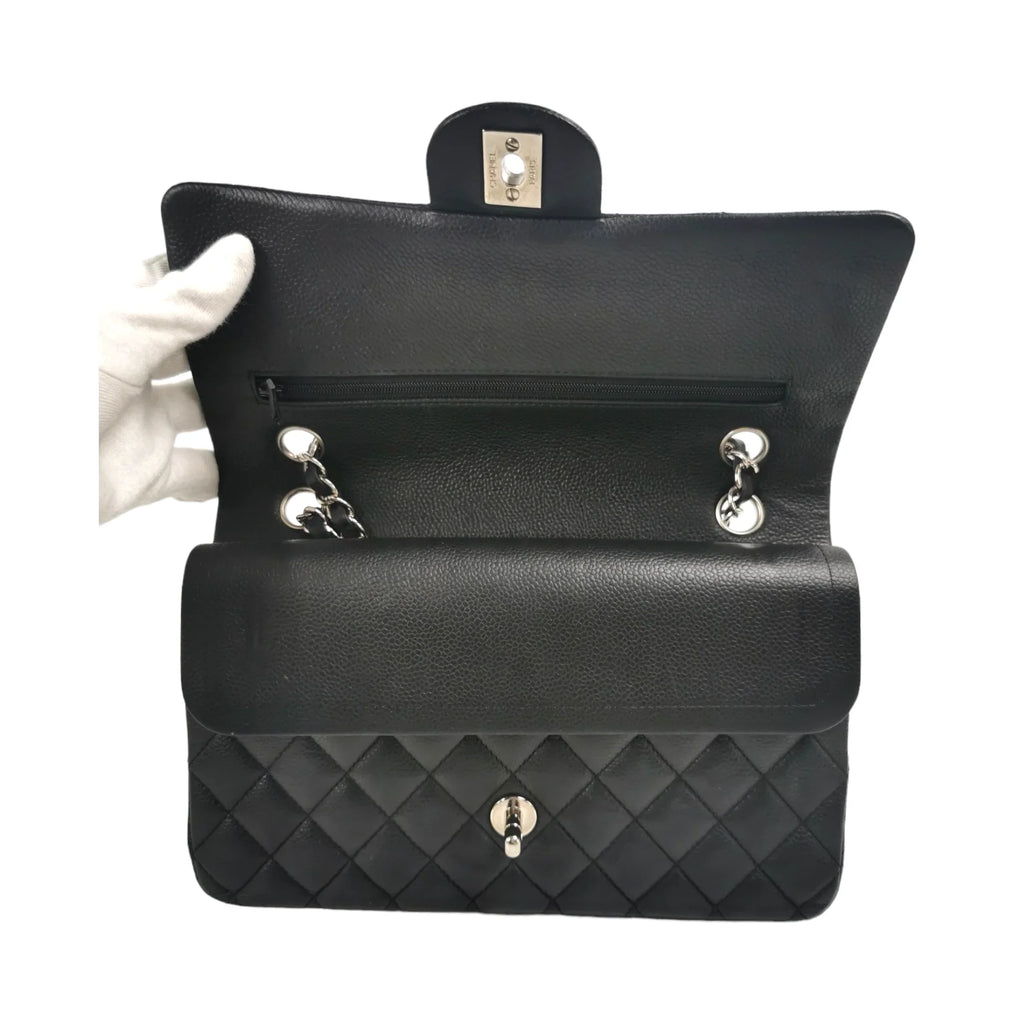 Chanel Classic Double Flap Medium Black Caviar Silver