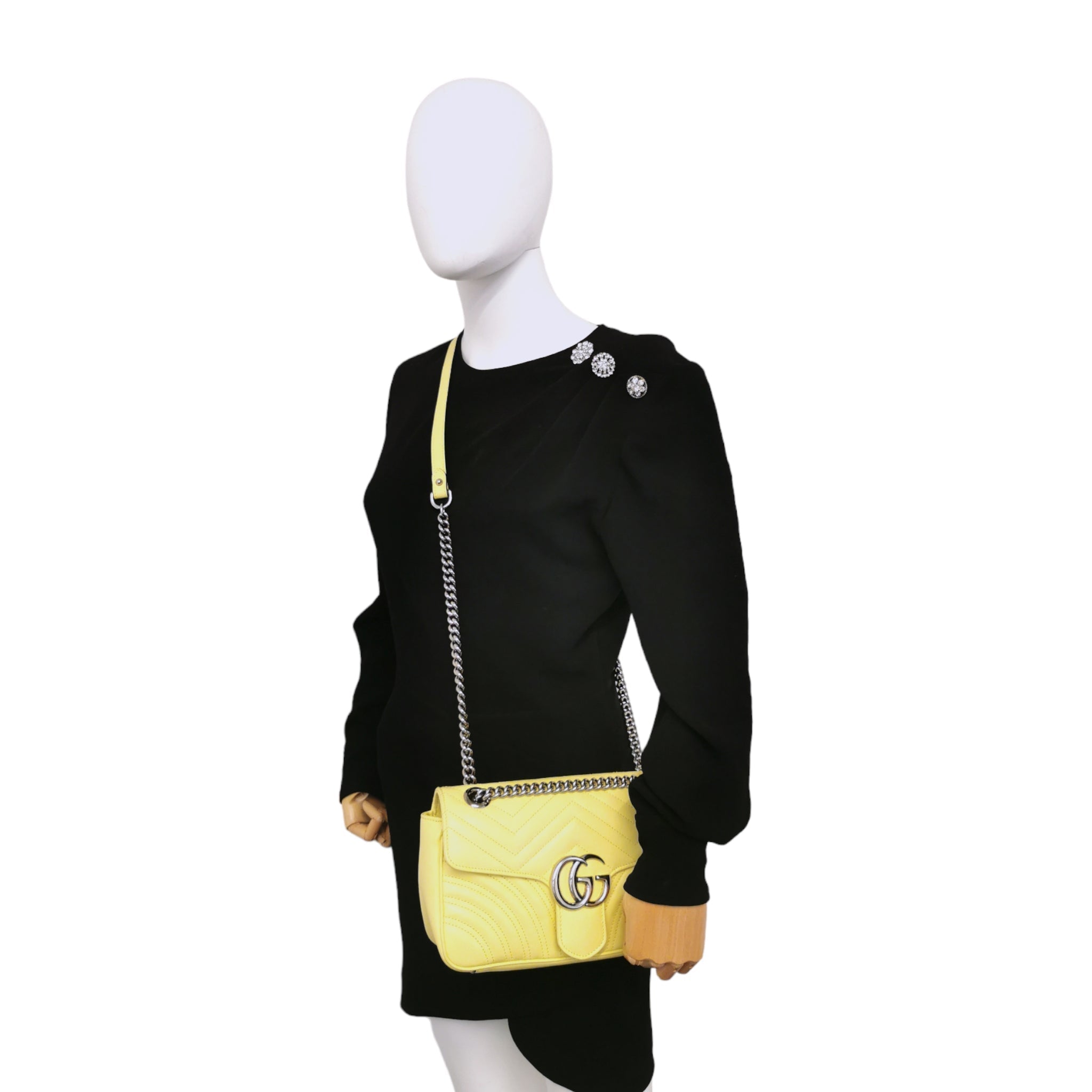 Gucci GG Marmont Small Yellow MatelassÃƒÆ’Ã‚Â© Leather