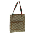 GUCCI Web Sherry Line GG Canvas Tote Bag PVC Leather Beige Green Red ro546