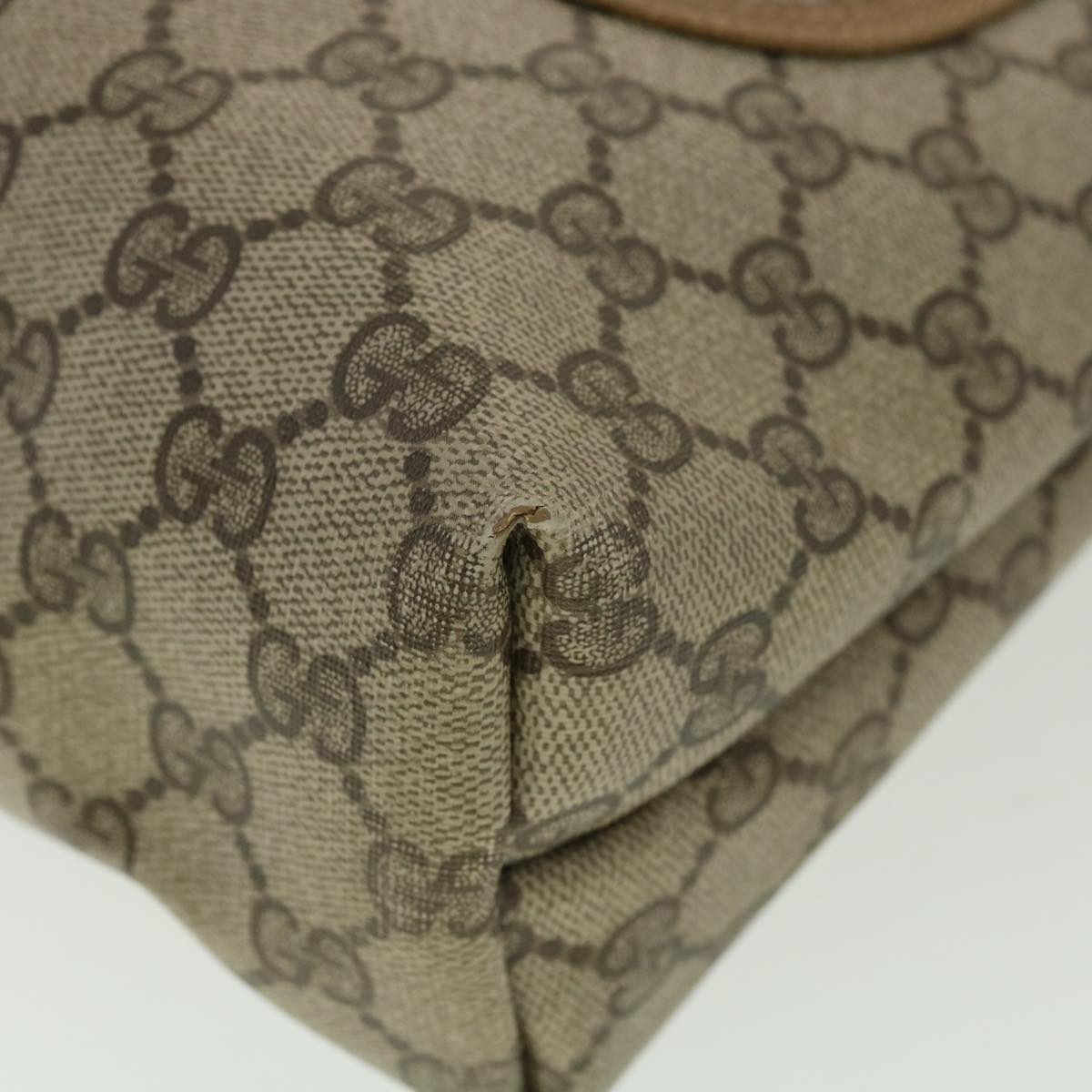 GUCCI Web Sherry Line GG Canvas Tote Bag PVC Leather Beige Green Red ro546