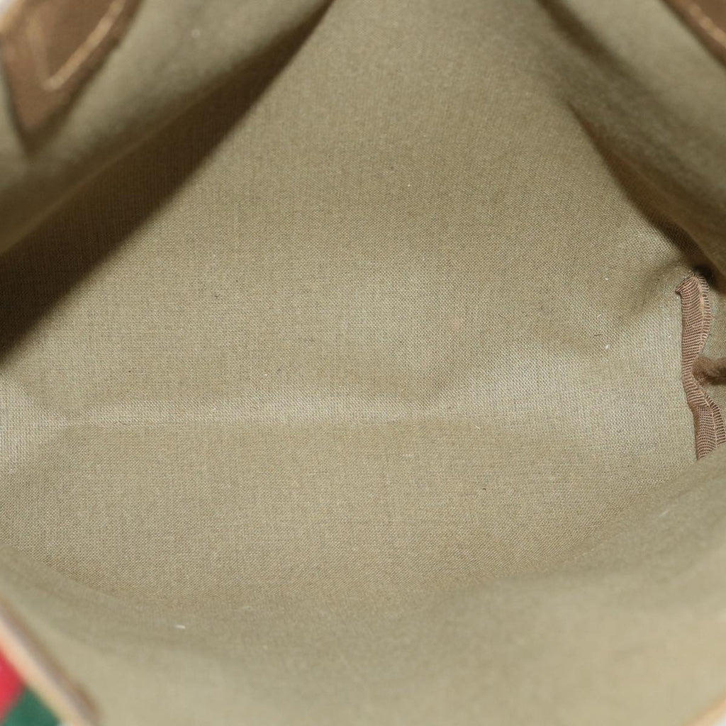 GUCCI Web Sherry Line GG Canvas Tote Bag PVC Leather Beige Green Red ro546