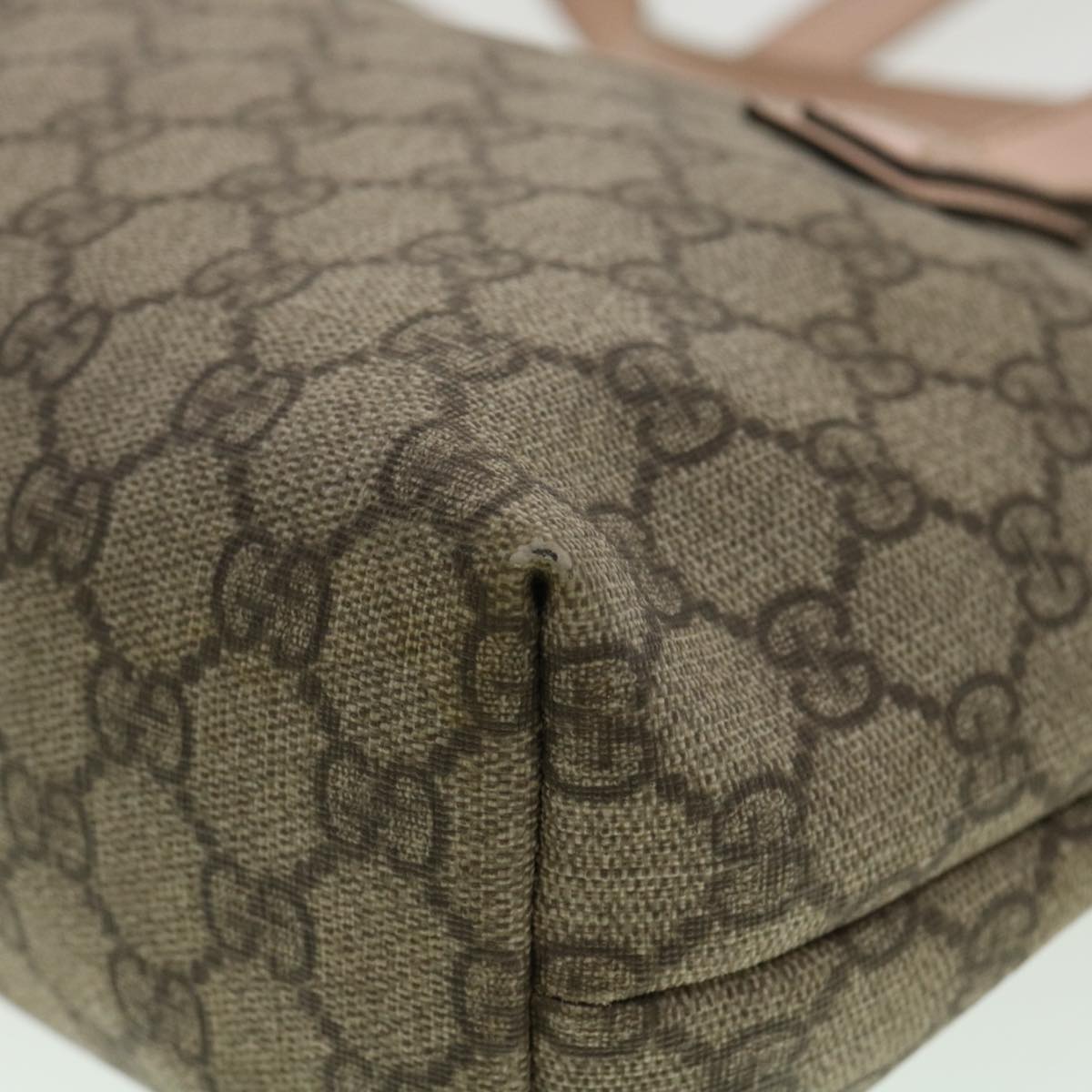 GUCCI GG Canvas Tote Bag PVC Leather Beige ro554