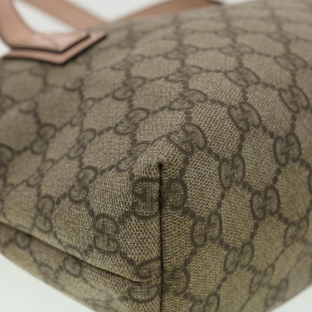 GUCCI GG Canvas Tote Bag PVC Leather Beige ro554