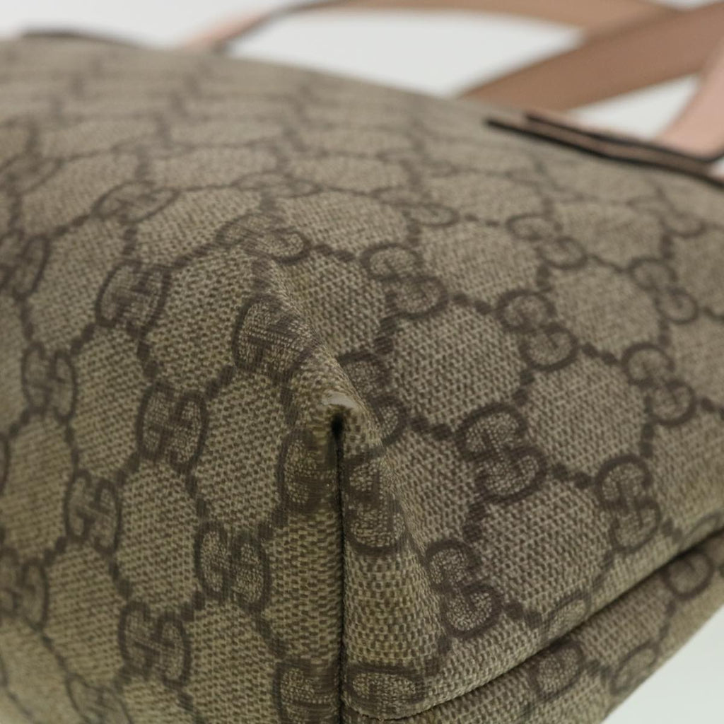 GUCCI GG Canvas Tote Bag PVC Leather Beige ro554