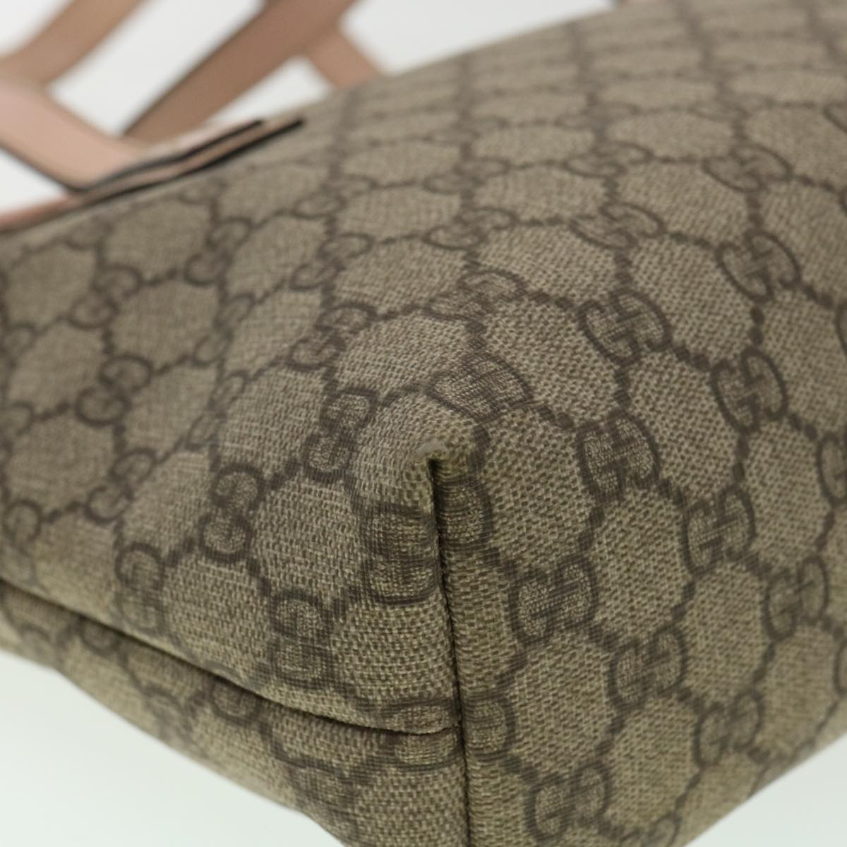 GUCCI GG Canvas Tote Bag PVC Leather Beige ro554