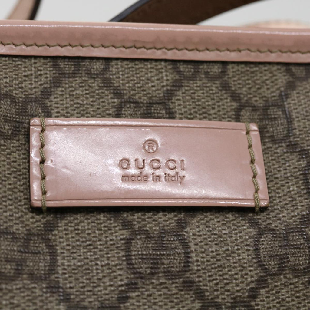 GUCCI GG Canvas Tote Bag PVC Leather Beige ro554