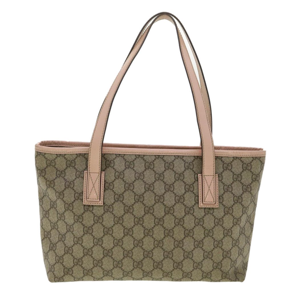 GUCCI GG Canvas Tote Bag PVC Leather Beige ro554