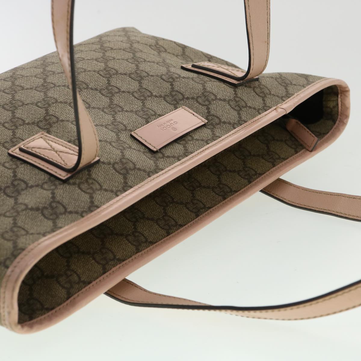 GUCCI GG Canvas Tote Bag PVC Leather Beige ro554