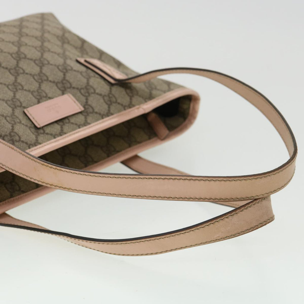 GUCCI GG Canvas Tote Bag PVC Leather Beige ro554