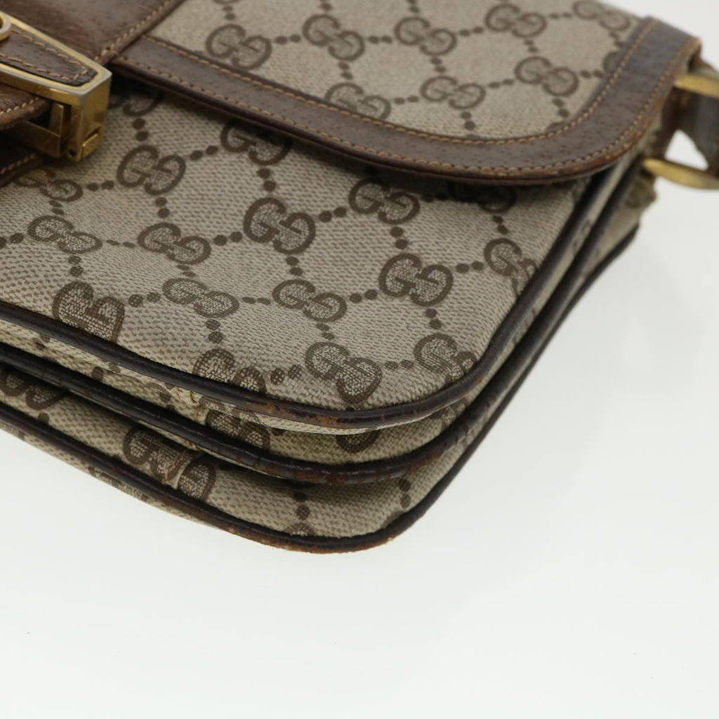 GUCCI GG Canvas Shoulder Bag PVC Leather Beige ro555