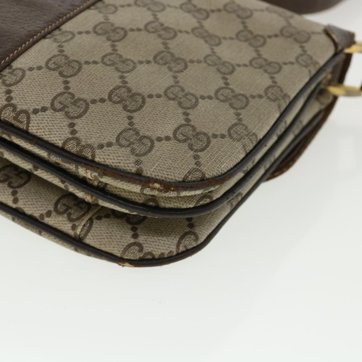 GUCCI GG Canvas Shoulder Bag PVC Leather Beige ro555