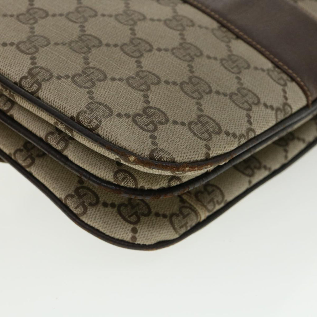 GUCCI GG Canvas Shoulder Bag PVC Leather Beige ro555