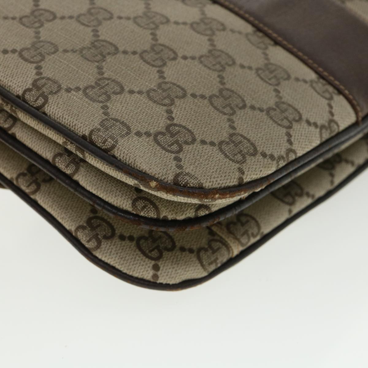 GUCCI GG Canvas Shoulder Bag PVC Leather Beige ro555