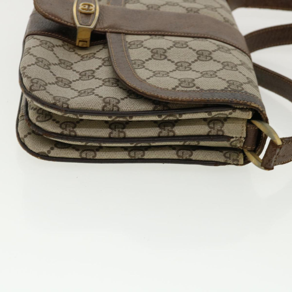 GUCCI GG Canvas Shoulder Bag PVC Leather Beige ro555