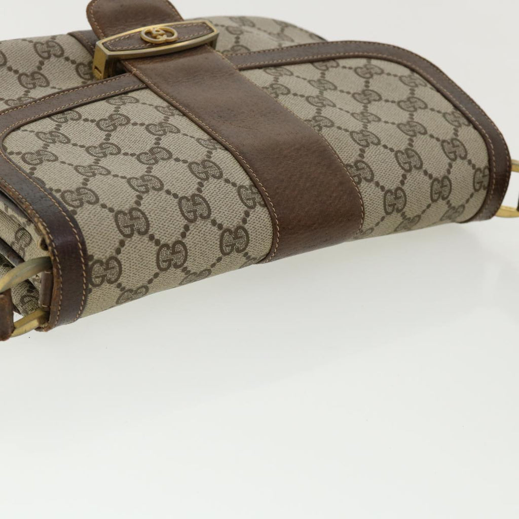 GUCCI GG Canvas Shoulder Bag PVC Leather Beige ro555