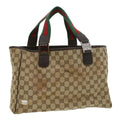 GUCCI GG Canvas Web Sherry Line Tote Bag Beige Red Green ro581