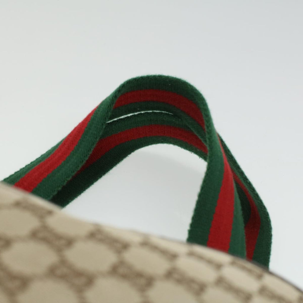 GUCCI GG Canvas Web Sherry Line Tote Bag Beige Red Green ro581