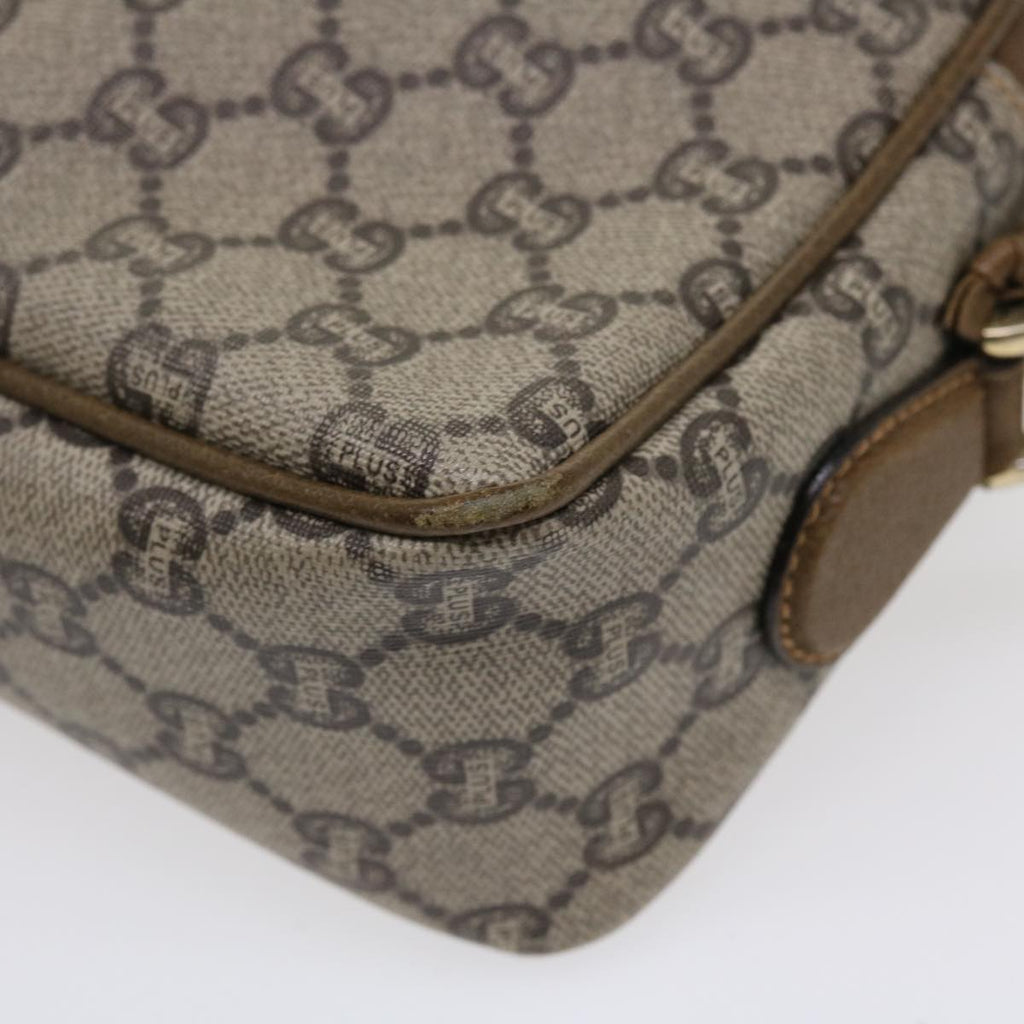 GUCCI GG Plus Canvas Shoulder Bag PVC Leather Beige ro789