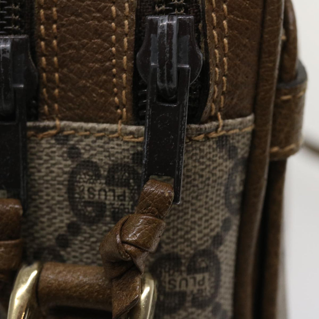 GUCCI GG Plus Canvas Shoulder Bag PVC Leather Beige ro789