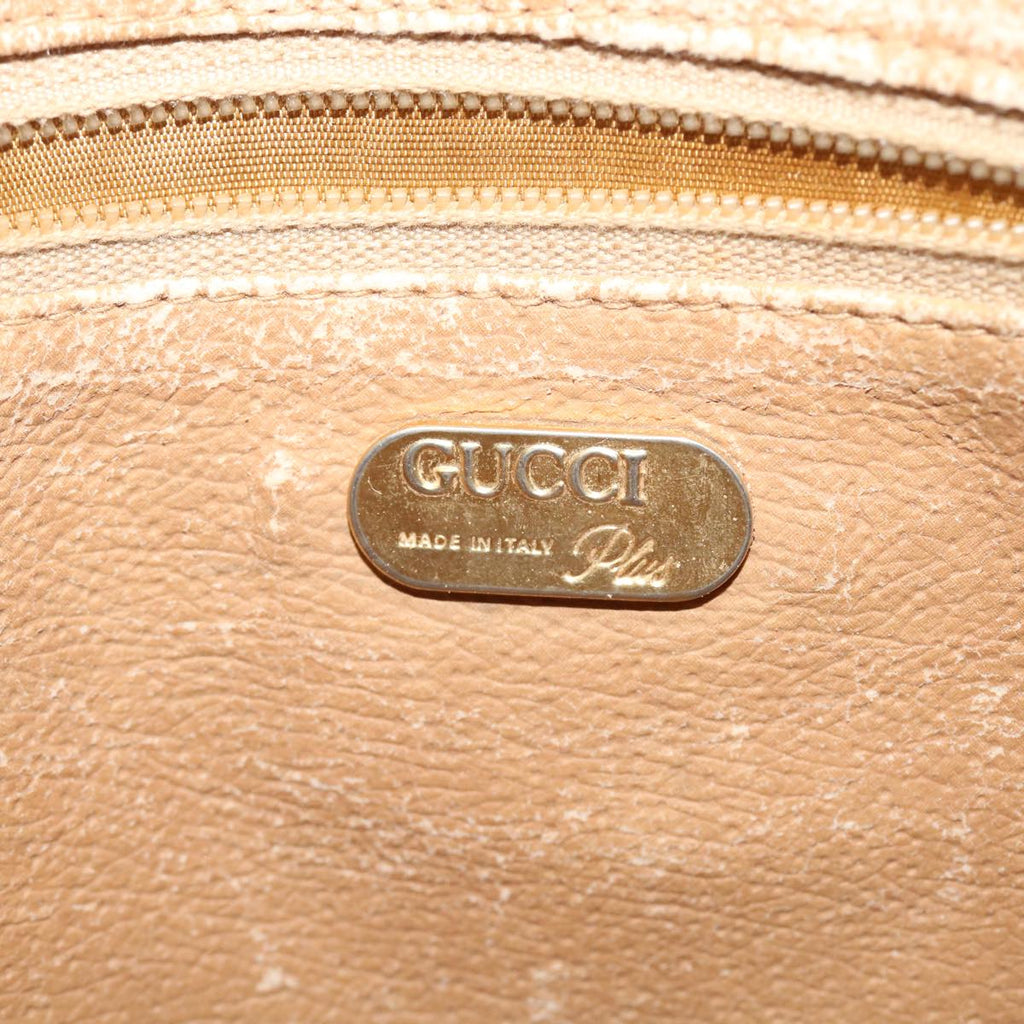 GUCCI GG Plus Canvas Shoulder Bag PVC Leather Beige ro789