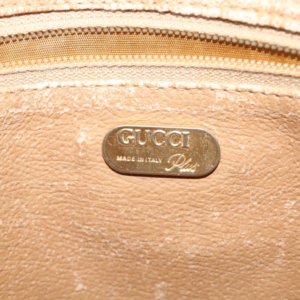 GUCCI GG Plus Canvas Shoulder Bag PVC Leather Beige ro789