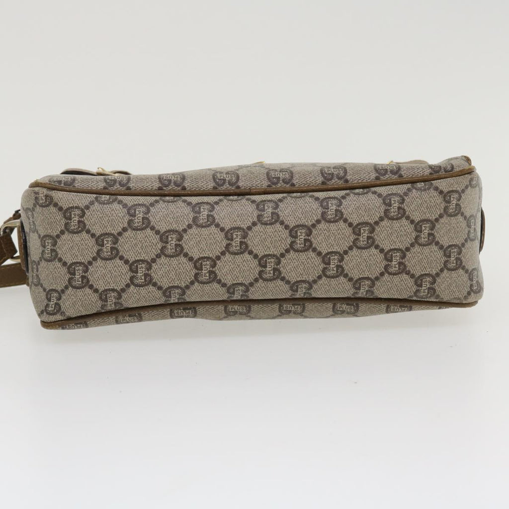 GUCCI GG Plus Canvas Shoulder Bag PVC Leather Beige ro789